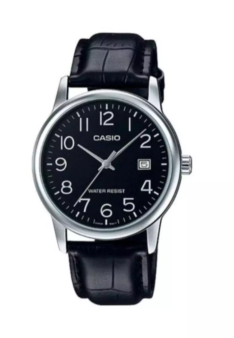 markdown code Off CasioMens Analog MTP-V002L-1B Black Leather Band Casual Watch