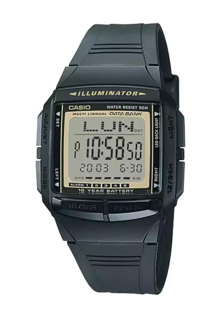 coupon code Off Casio WatchesMens Digital Watch DB-36-9AV Black Resin Band Databank Watch