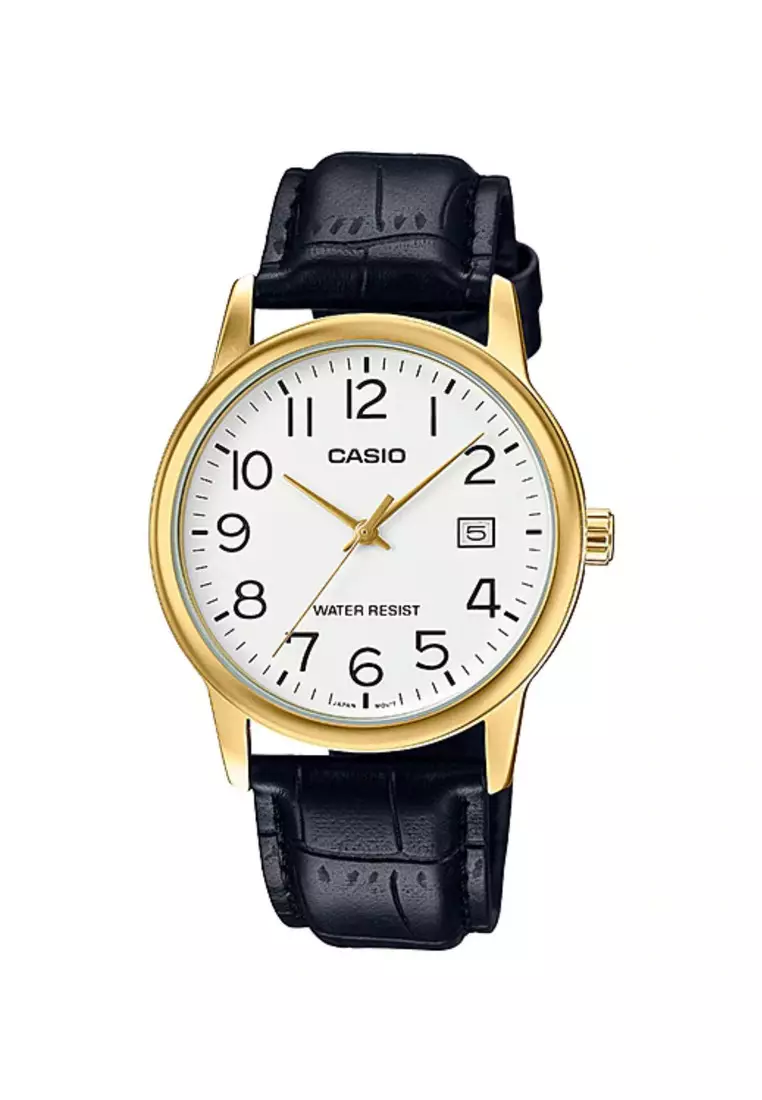 voucher Off Casio WatchesWomens Analog Watch LTP-V002GL-7B2 Black Leather Band Ladies Watch