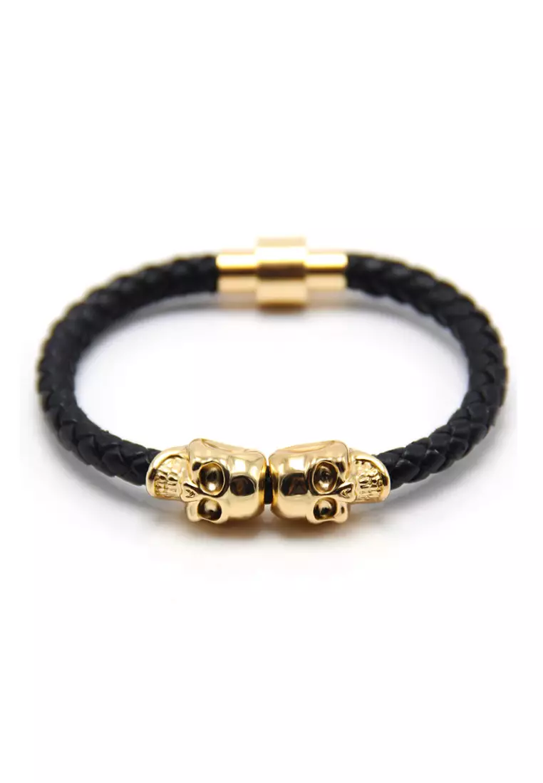 promo coupon Off Kings CollectionPunk Braided Magnetic Skull Bracelet (KJBR16063)