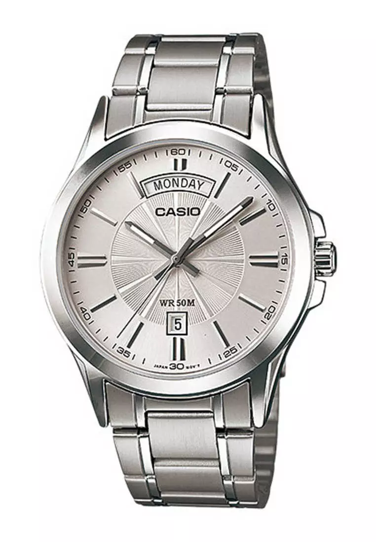 promo coupon Off Casio WatchesMens Analog Watch MTP-1381D-7AV Silver Stainless Steel Band Watch for mens