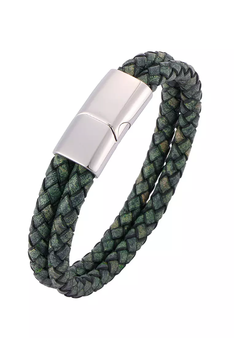 coupon code Off Kings CollectionBraided Leather Magnetic Bracelet (Circumference 20.5cm) (KJBR16032a)