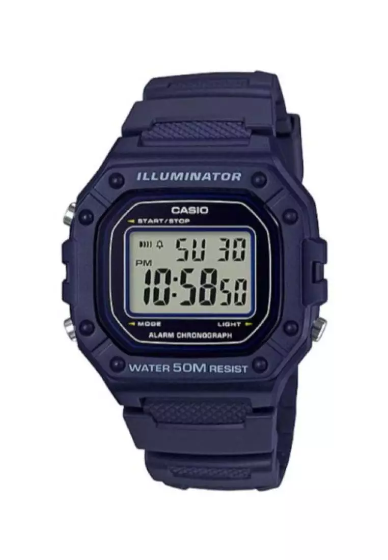 coupon code Off Casio WatchesMens Digital Watch W-218H-2AV Blue Resin Band Watch for men